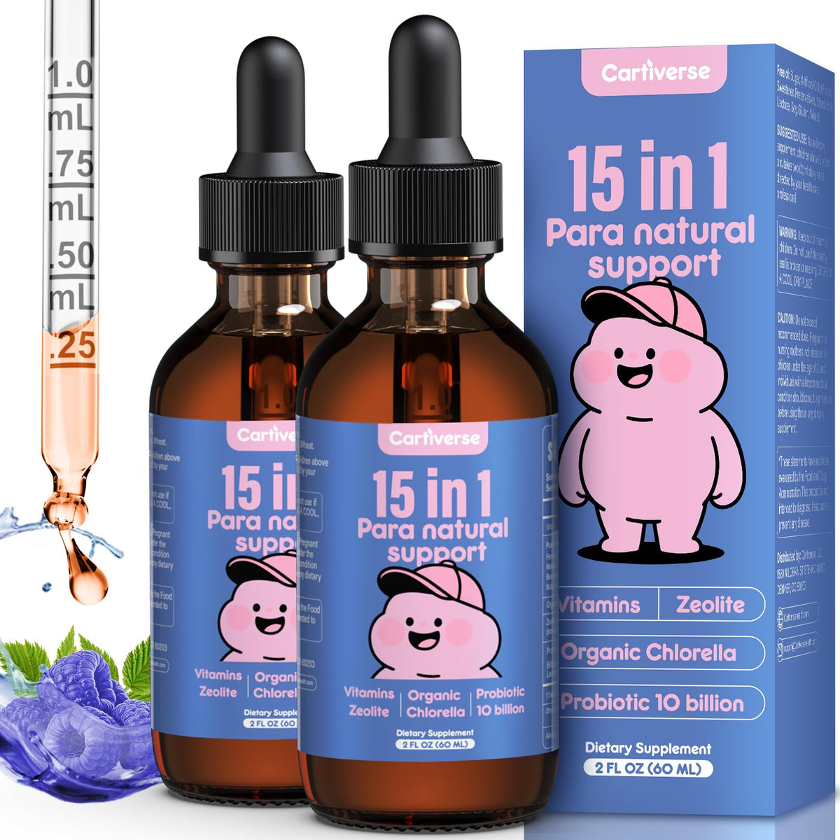Flacon de Cartiverse Nettoyage des Parasites 60 servings vue de face