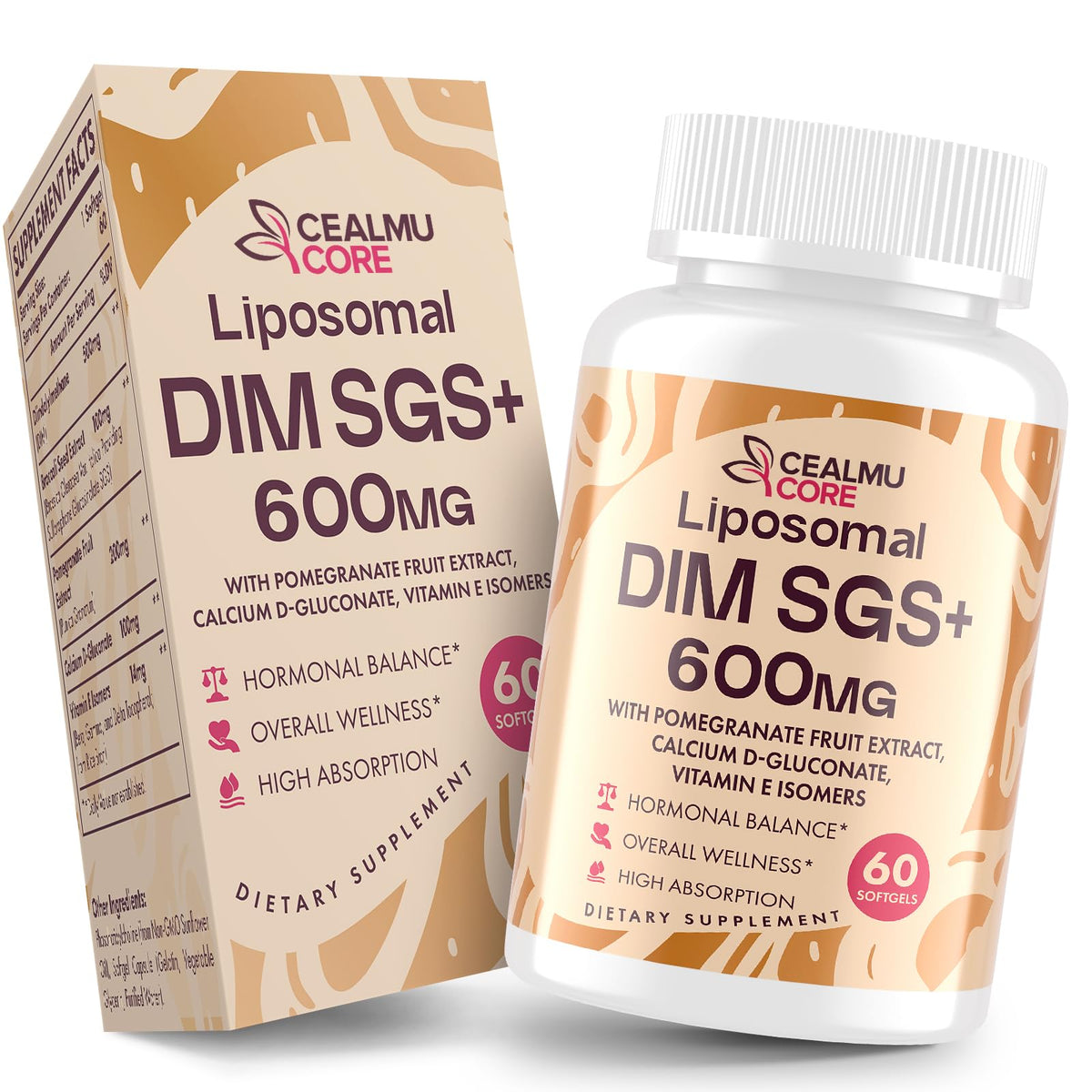 Flacon de CEALMU CORE Complément Alimentaire DIM SGS 600mg avec 60 capsules