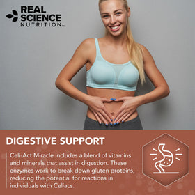 Flacon de Celi-Act de Real Science Nutrition avec une main tenant le produit