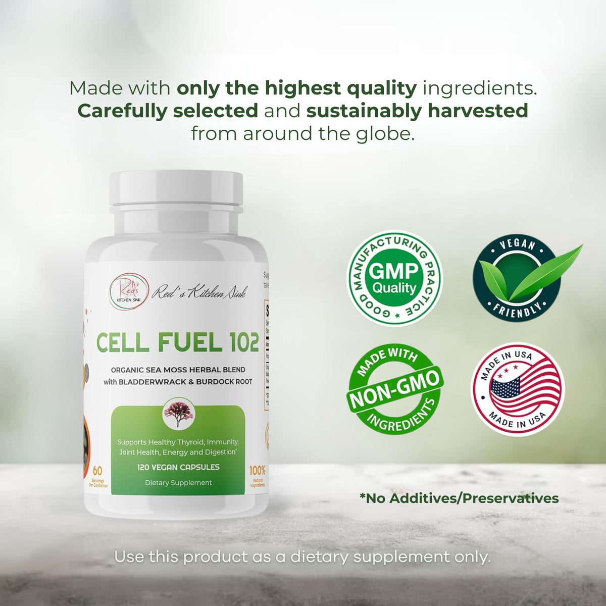 Flacon de Cell Fuel 102 ouvert avec capsules visibles