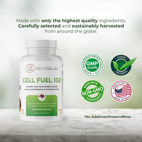 Flacon de Cell Fuel 102 ouvert avec capsules visibles