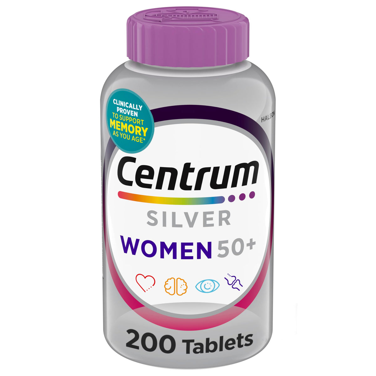 Flacon de Centrum Multivitamines Femme 50 Plus 200 comprimés vue de face