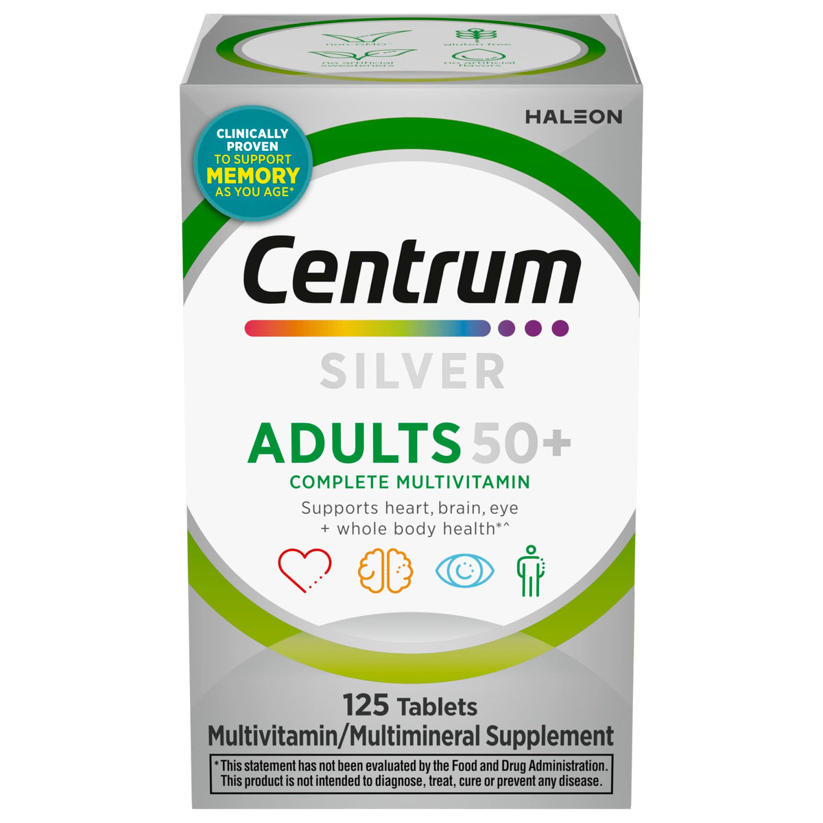 Flacon de Centrum Silver Multivitamines 50+ 125 comprimés vue de face