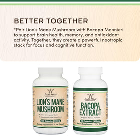 Flacon de champignon Lion's Mane avec capsules visibles