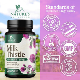 Flacon de chardon-marie Nature's Nutrition avec étiquette visible