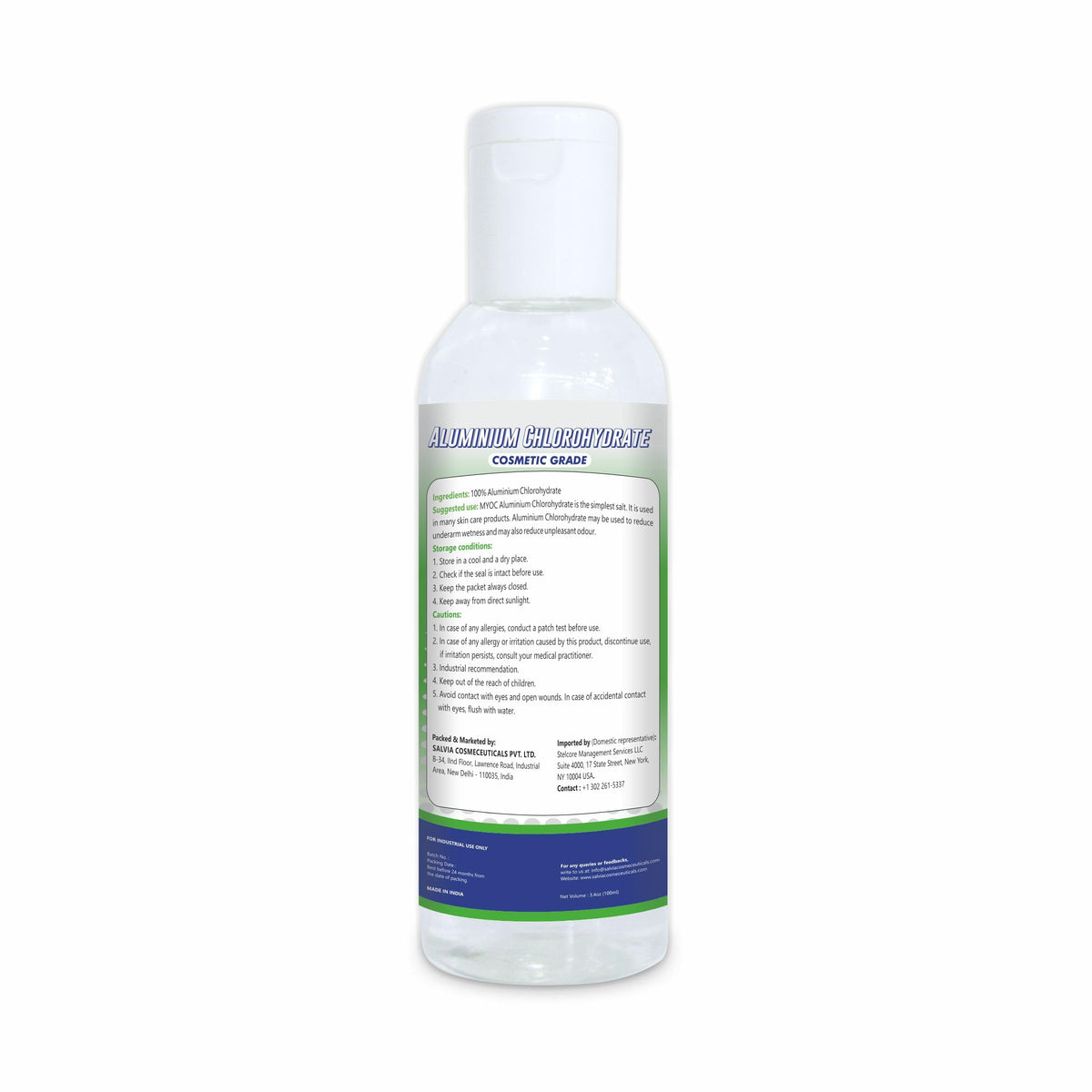 Flacon de chlorhydrate d'aluminium MYOC 100 ml avec bouchon ouvert