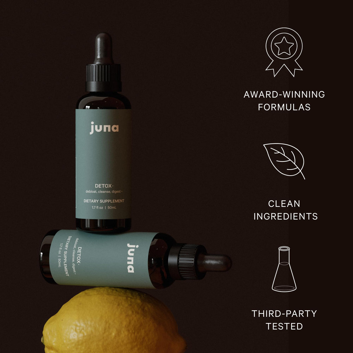 Flacon de chlorophylle Juna avec ingrédients naturels