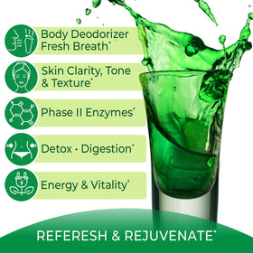 Flacon de Chlorophylle Liquide Eniva avec verre d'eau