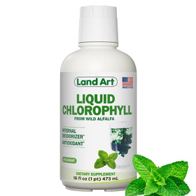 Flacon de chlorophylle liquide Land Art 16 fl oz avec étiquette