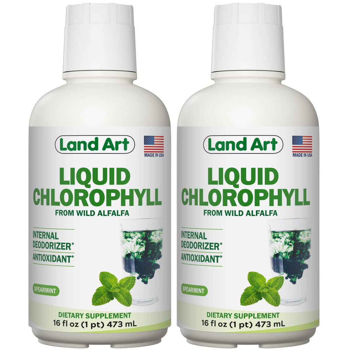 Flacon de chlorophylle liquide menthe de Land Art, 16 fl oz