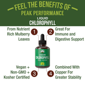 Flacon de chlorophylle liquide Peak Performance avec étiquette