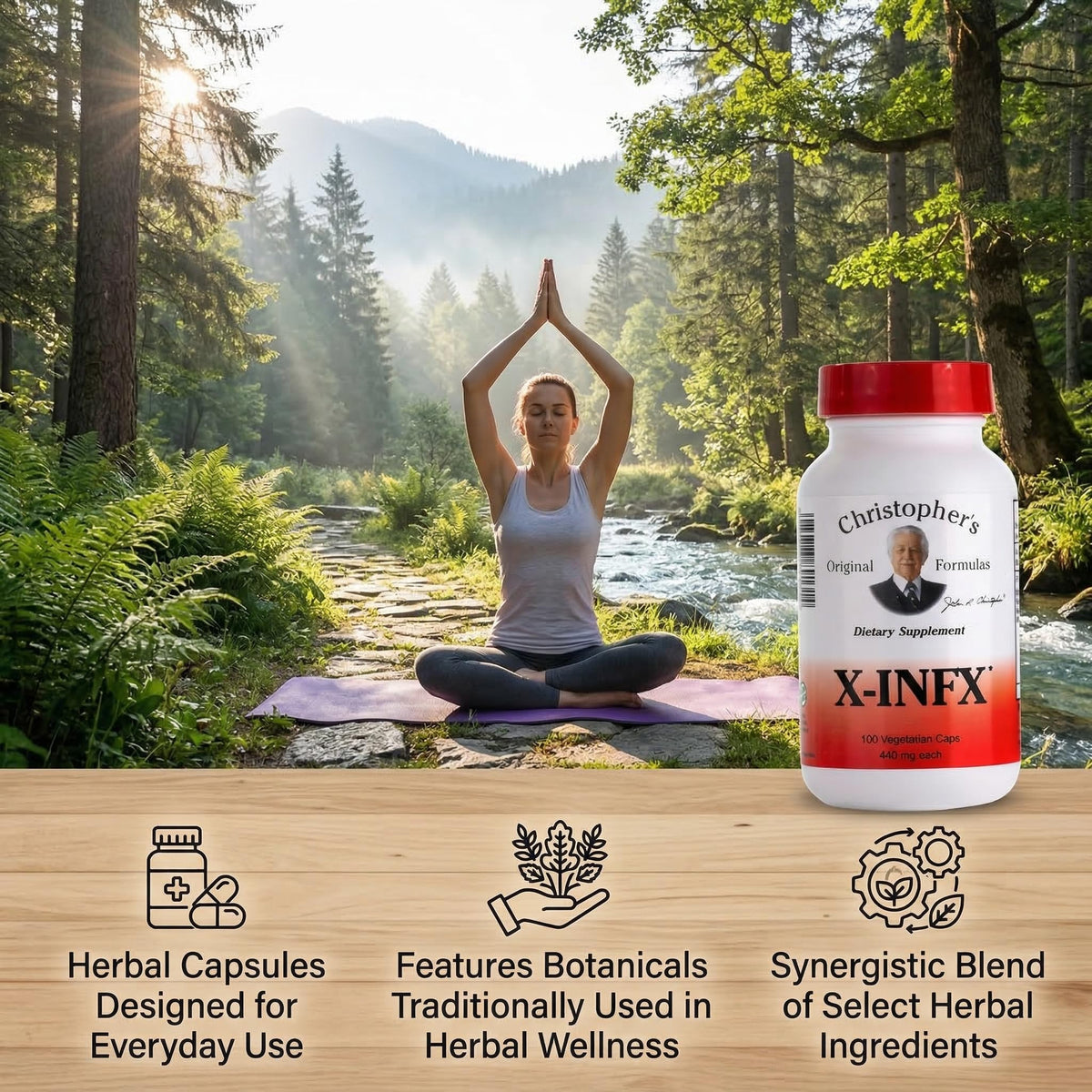 Flacon de Christopher's X-INFX avec une main tenant le produit