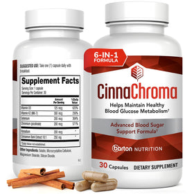 Flacon de CinnaChroma Barton Nutrition avec 30 capsules de cannelle