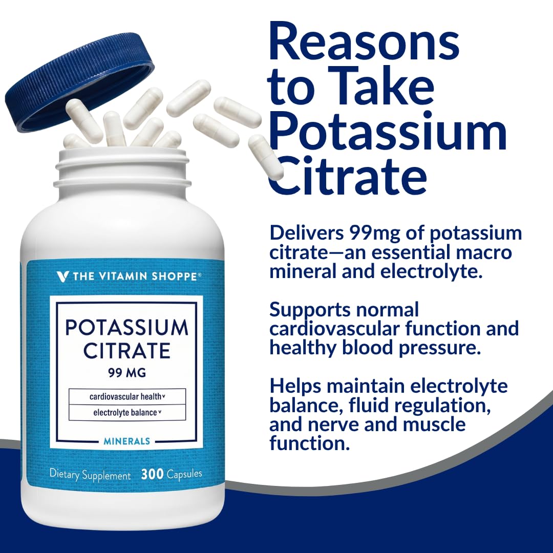 Flacon de citrate de potassium 99 mg avec étiquette claire