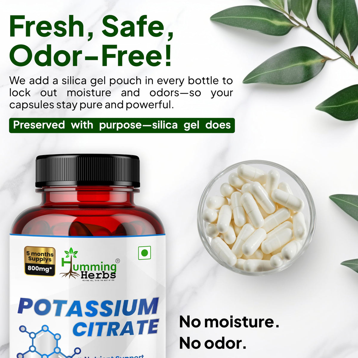 Flacon de citrate de potassium Humming Herbs avec capsules
