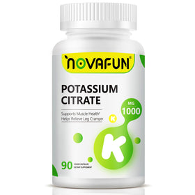 Flacon de citrate de potassium Novafun 1000mg 90 capsules vue de face