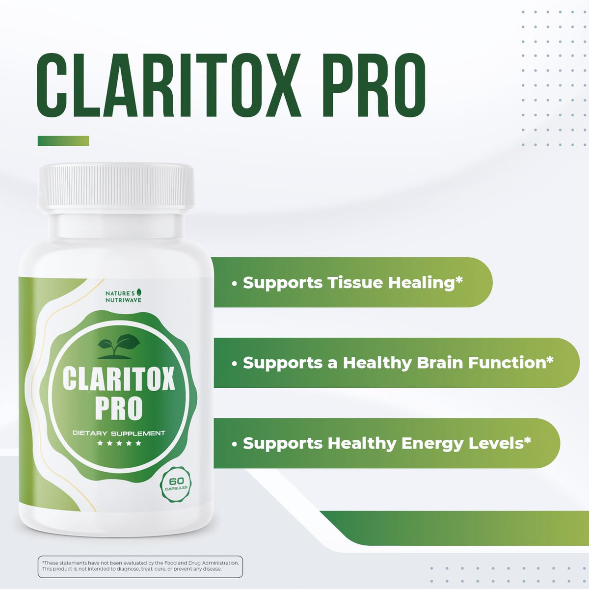 Flacon de Claritox avec capsules à l'intérieur