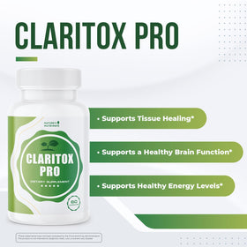 Flacon de Claritox avec capsules à l'intérieur