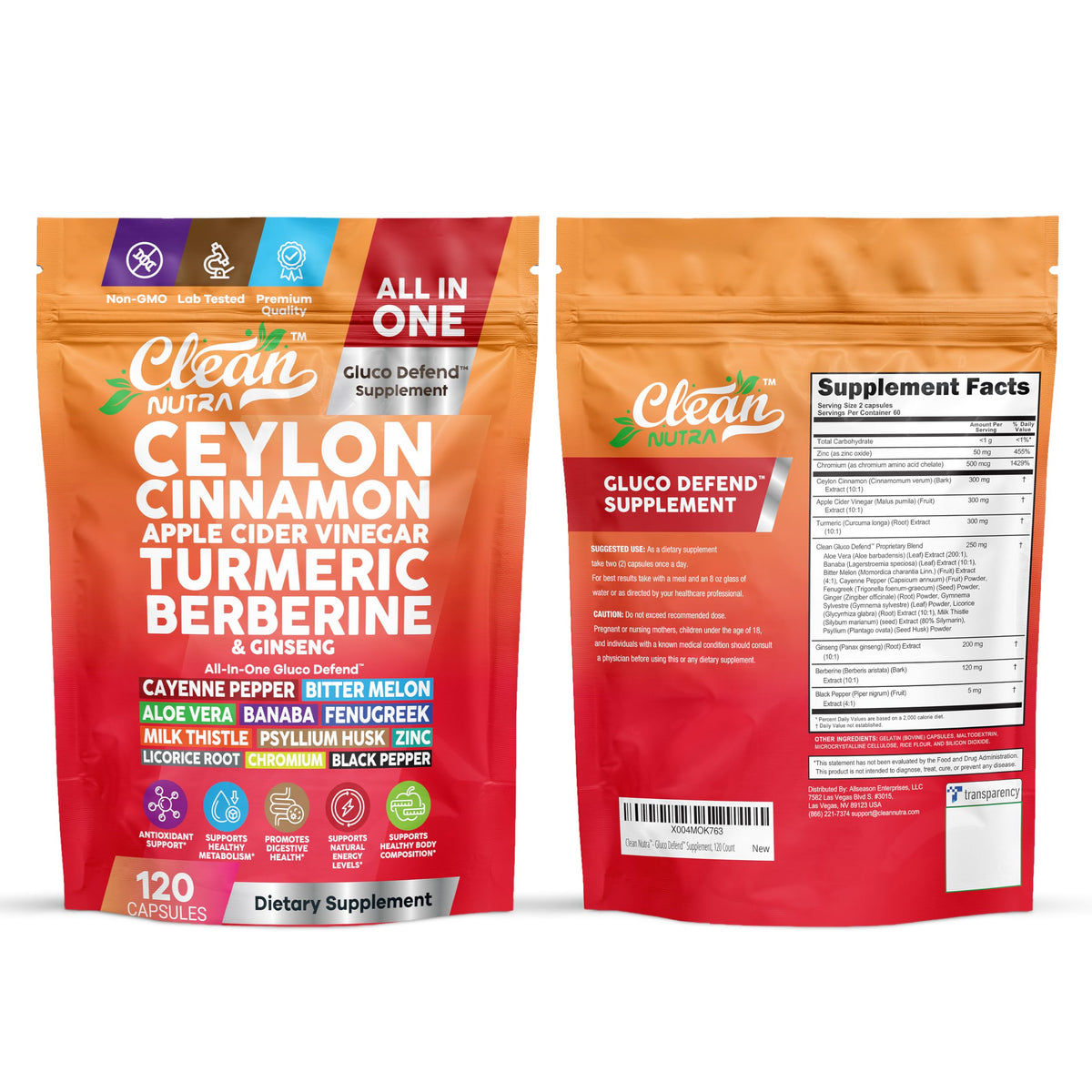 Flacon de Clean Nutraceuticals avec capsules sur une table
