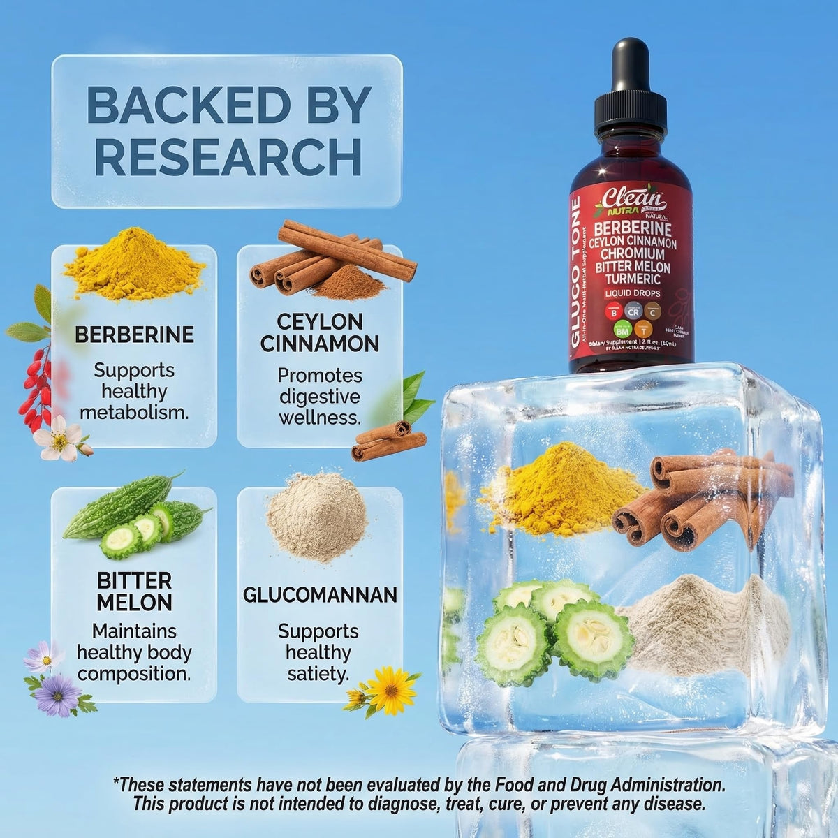 Flacon de Clean Nutraceuticals Berbérine Ceylan avec goutteur