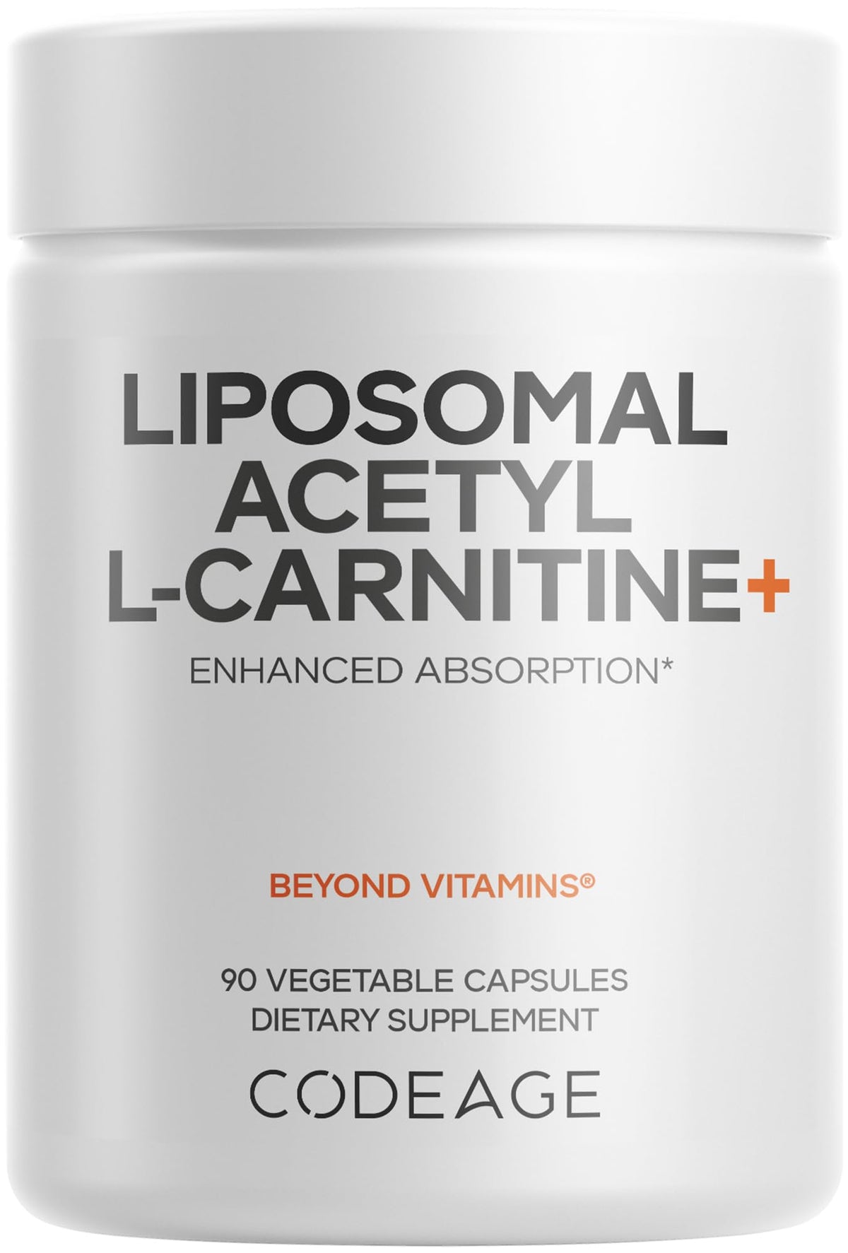 Flacon de Codeage Acétyl-L-Carnitine+ 500mg 90 capsules vue de face