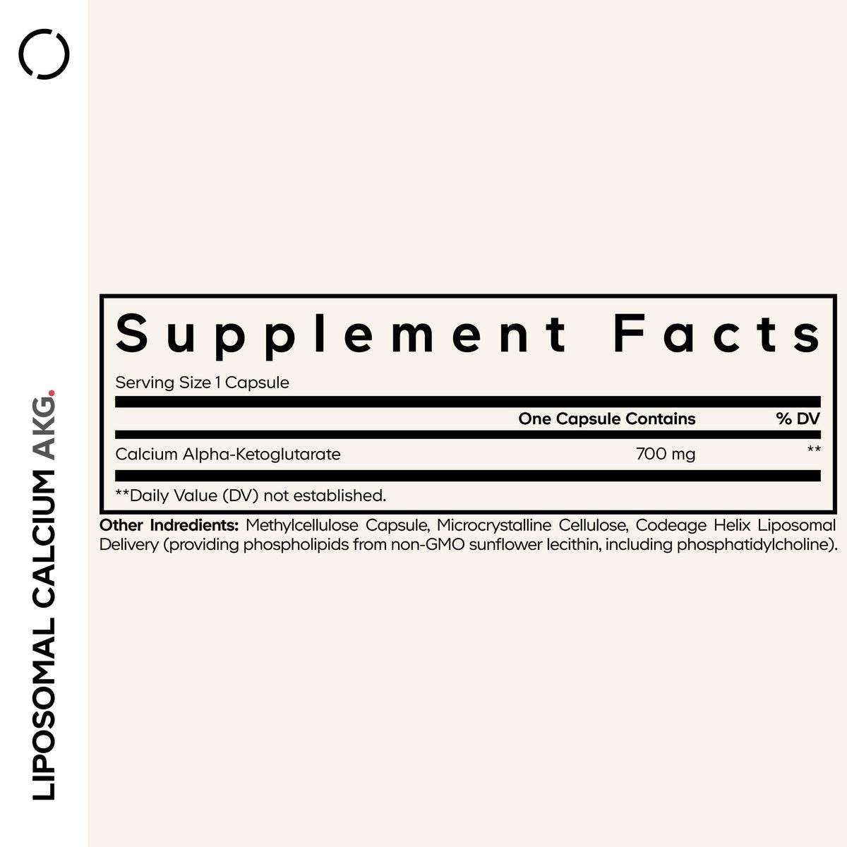 Flacon de Codeage Calcium AKG Liposomal avec capsules à l'intérieur