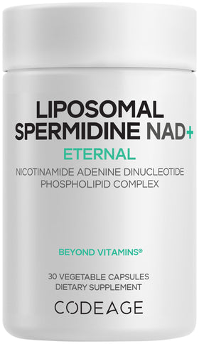 Flacon de Codeage Liposomal Spermidine NAD+ 500 mg avec étiquette visible