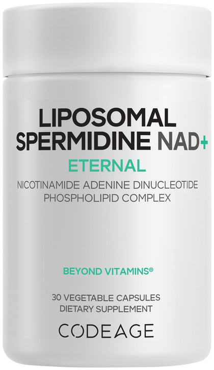 Flacon de Codeage Liposomal Spermidine NAD+ 500 mg avec étiquette visible