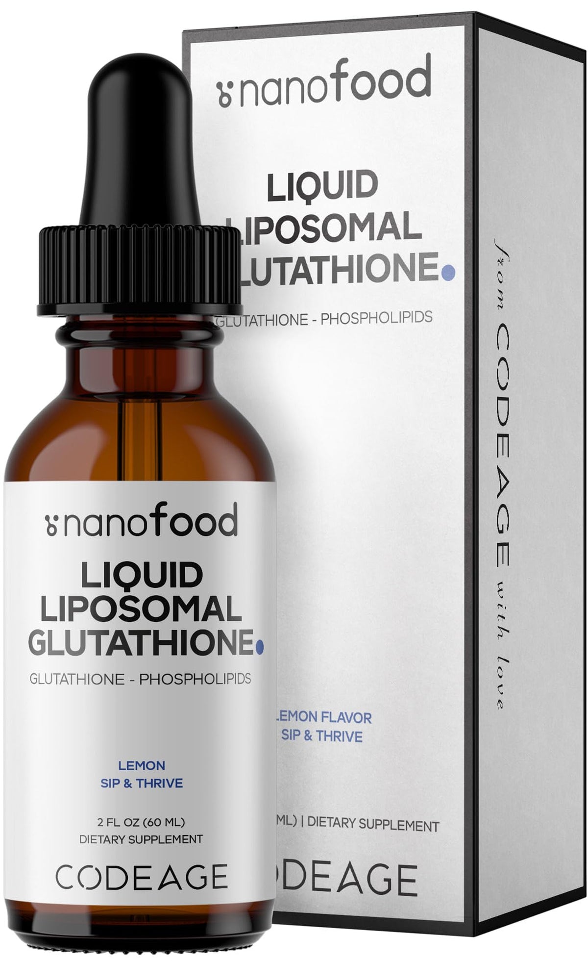 Flacon de Codeage Nanofood Glutathione Liposomal 100 mg Liquide Citron