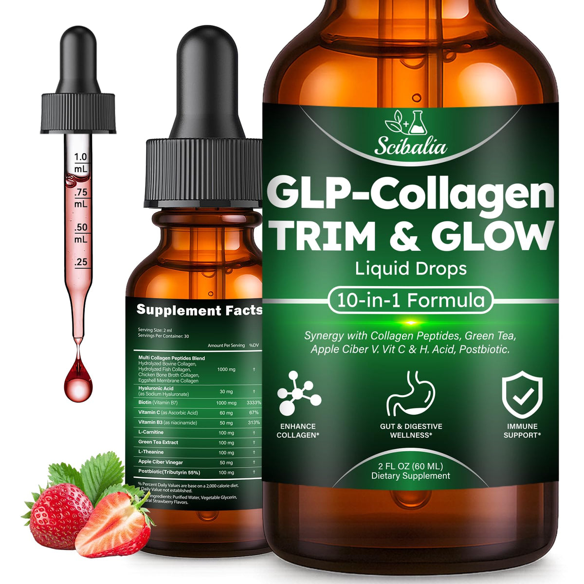 Flacon de collagène liquide Scibalia 10-en-1 141g vue de face