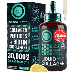 Flacon de collagène liquide WILD FUEL 30 000 mcg avec bouchon compte-gouttes