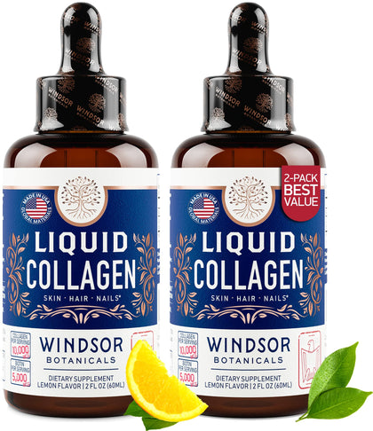 Flacon de collagène liquide WINDSOR BOTANICALS 30 000 mcg vue de face