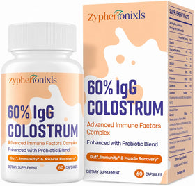 Flacon de colostrum bovin Zypherionixls 1300mg avec 60 capsules