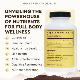 Flacon de colostrum de bœuf Ancestral Supplements 3000mg avec étiquette