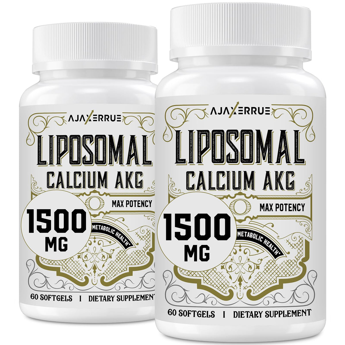 Flacon de complément alimentaire AJAXERRUE Calcium AKG Liposomal 1500 mg