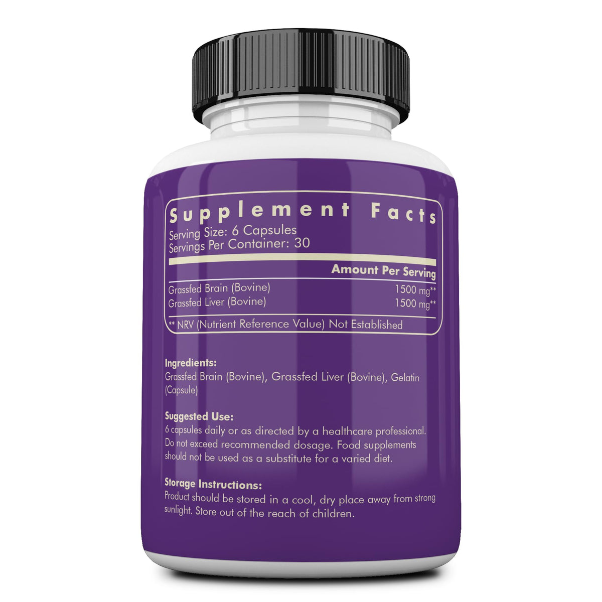 Flacon de complément alimentaire Ancestral Supplements avec étiquette visible
