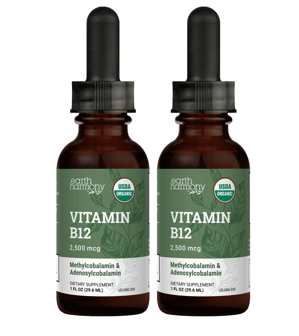 Flacon de complément alimentaire B12 liquide 2000mcg Earth Harmony Naturals