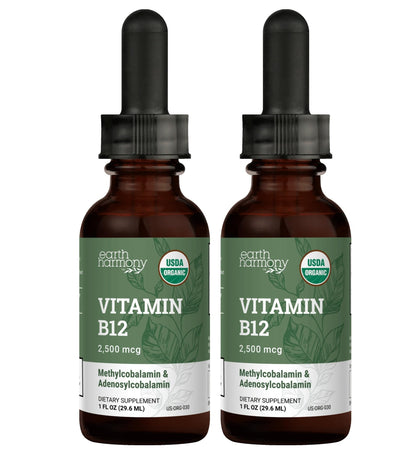 Flacon de complément alimentaire B12 liquide 2000mcg Earth Harmony Naturals