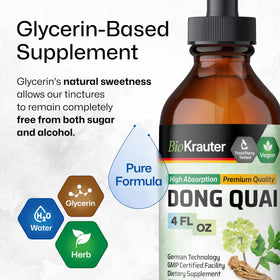 Flacon de complément alimentaire BIO KRAUTER Dong Quai sur fond blanc