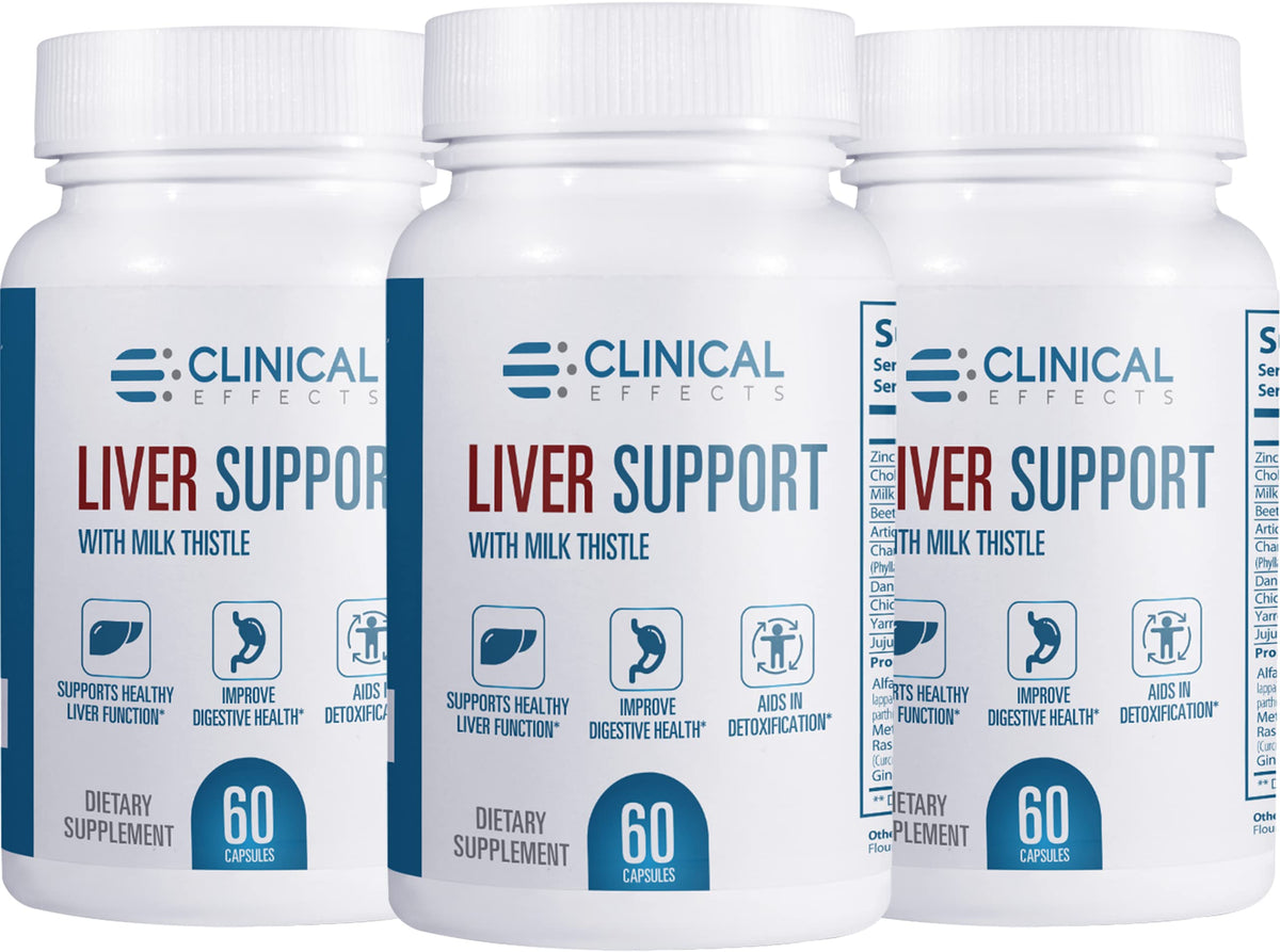 Flacon de complément alimentaire Clinical Effects avec chardon-Marie et zinc