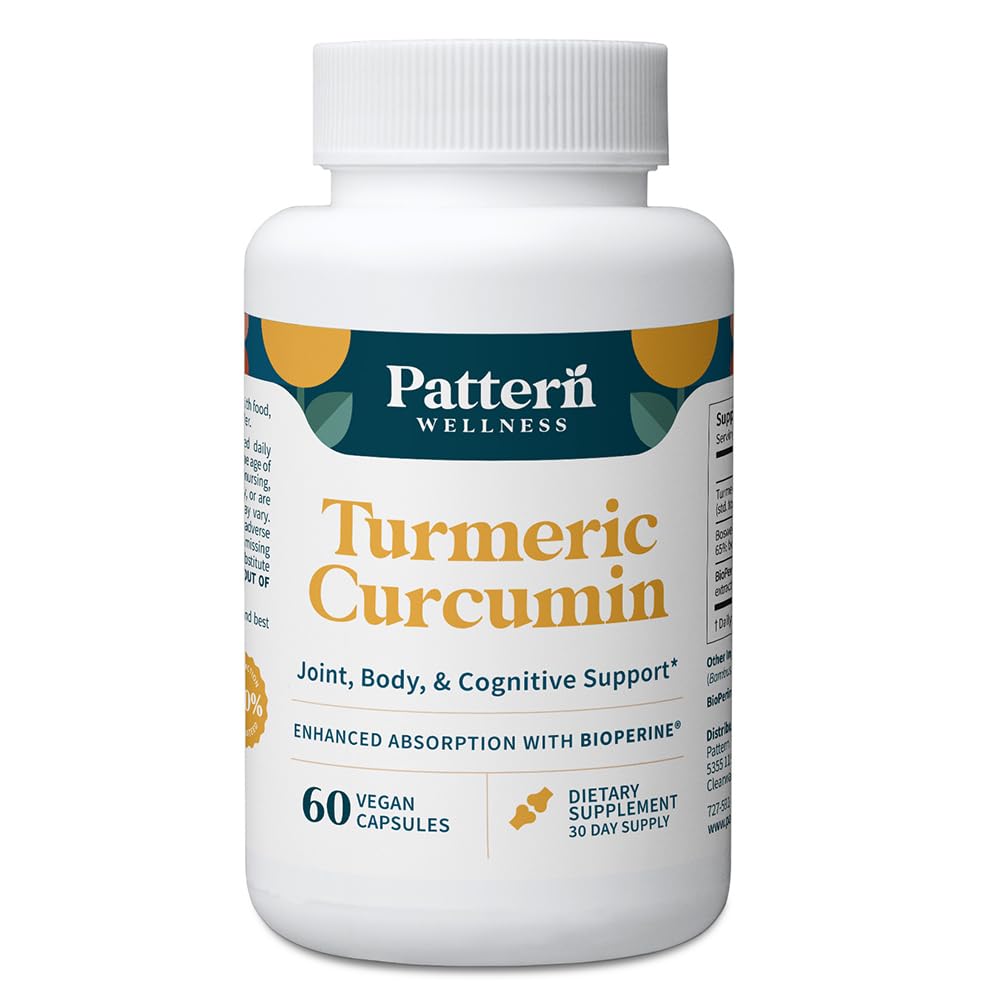 Flacon de complément alimentaire Curcuma Pattern Wellness 60 capsules