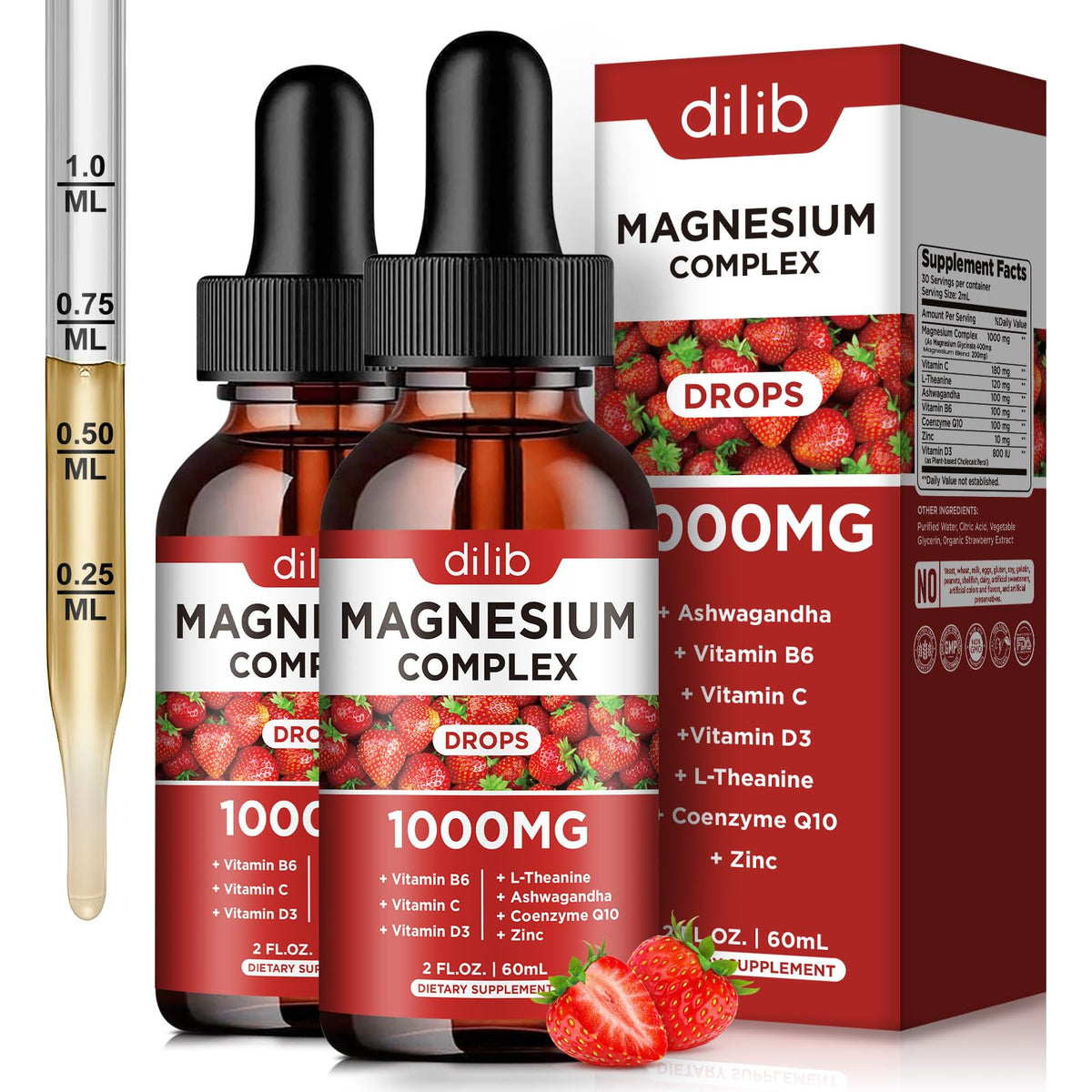 Flacon de complément alimentaire dilib Magnésium Complexe 1000mg vue de face