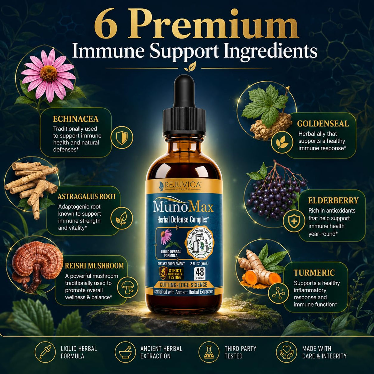 Flacon de complément alimentaire Echinacea avec compte-gouttes