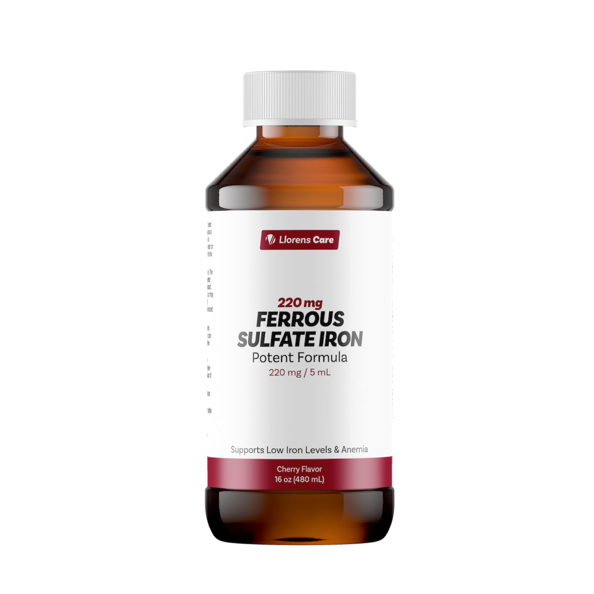 Flacon de complément alimentaire en fer Llorens 220 mg vue de face