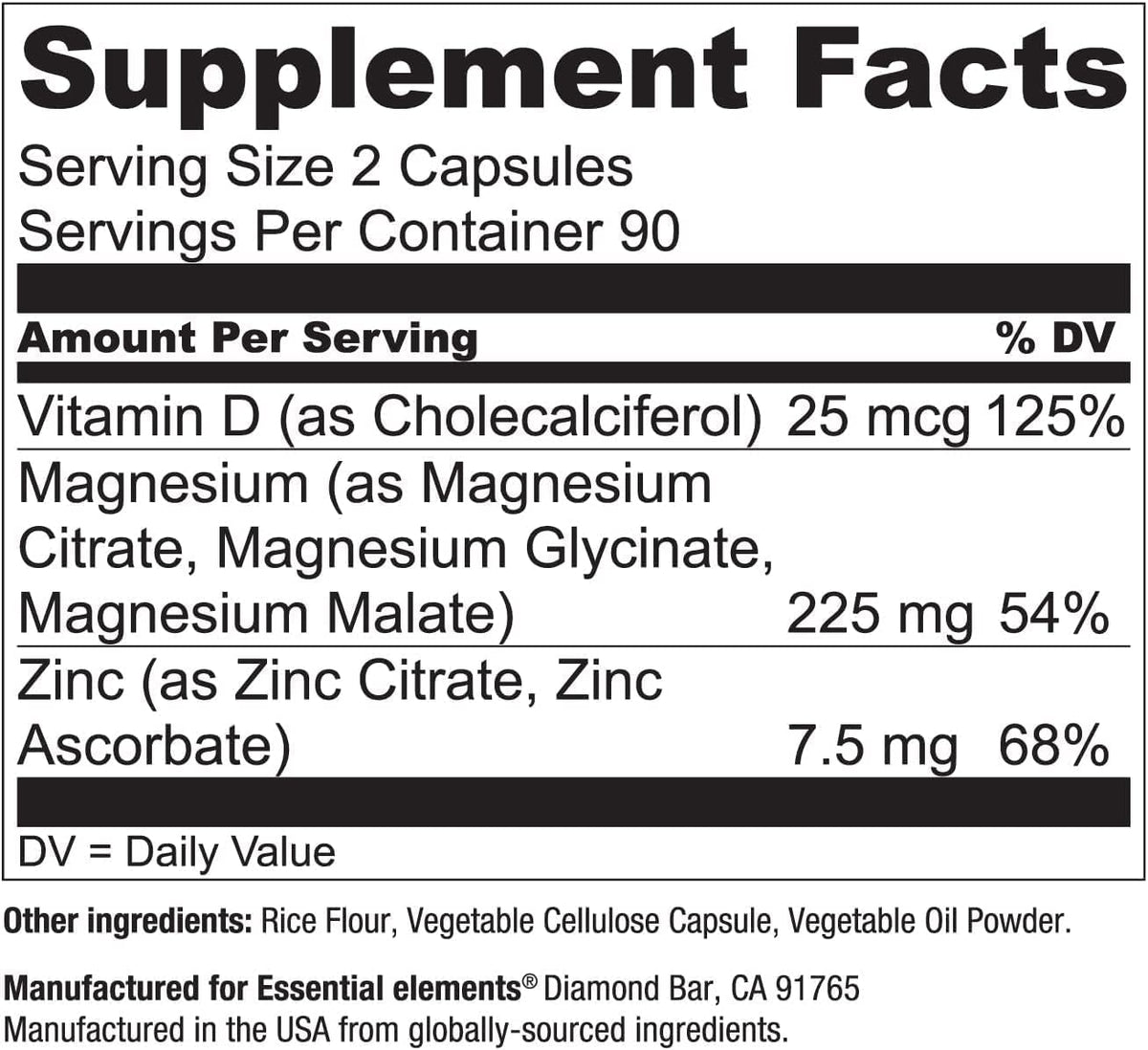 Flacon de complément alimentaire Essential Elements sur une table
