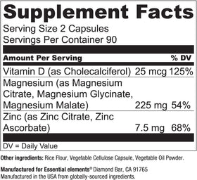 Flacon de complément alimentaire Essential Elements sur une table