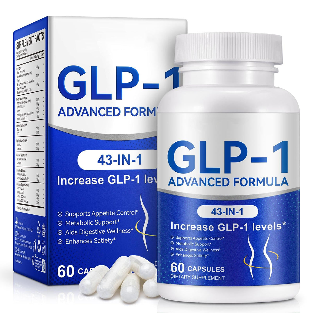 Flacon de complément alimentaire GLP-1 SOLEMEONY avec 60 capsules