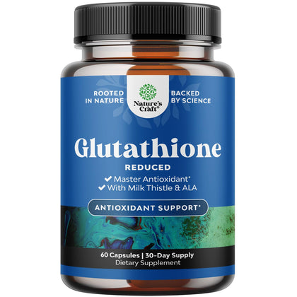 Flacon de complément alimentaire glutathion 1000mg avec chardon-marie, 60 capsules
