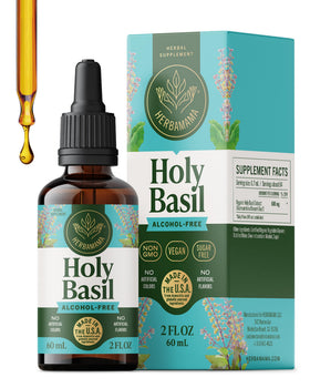 Flacon de complément alimentaire HERBAMAMA Basilic Sacré 159g vue de face