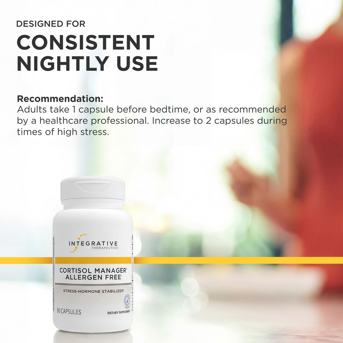 Flacon de complément alimentaire Integrative Therapeutics avec des ingrédients visibles